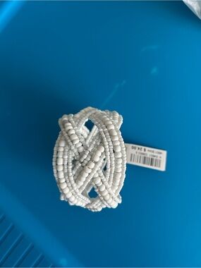 White Braided Multi-Strand Beaded Bracelet – Statement Jewelry